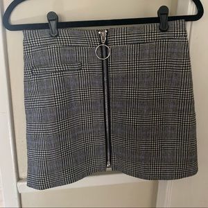 Plaid Mini Zipper Skirt